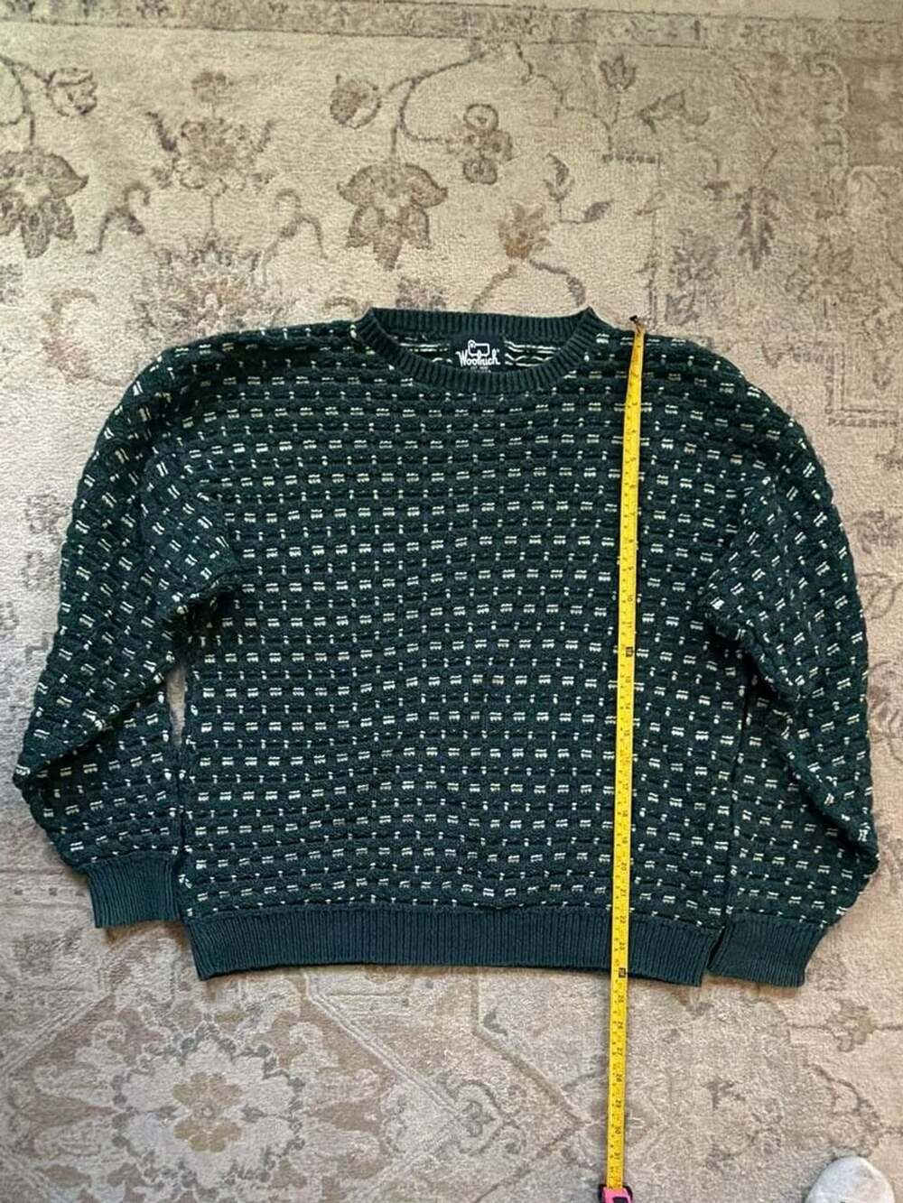 Woolrich Alpine 7545 Sweater Size M Green Cotton Birdseye Knit